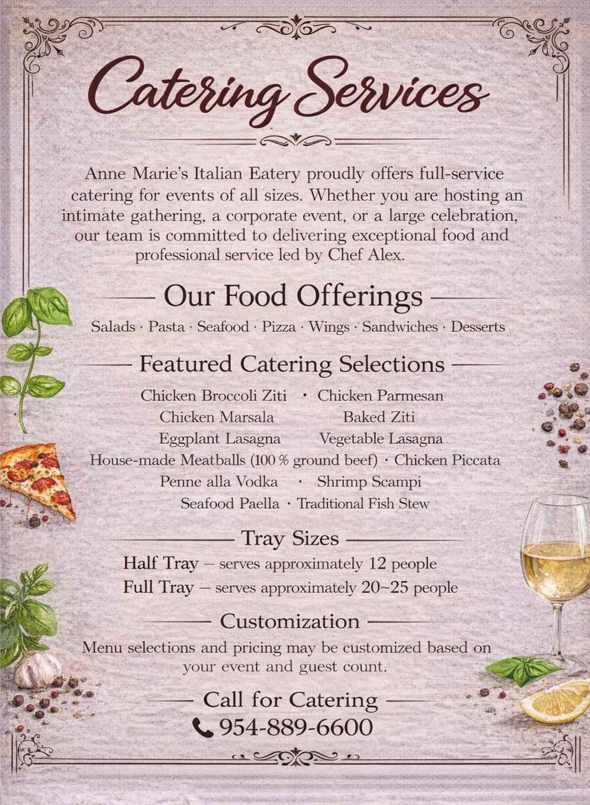 Catering menu